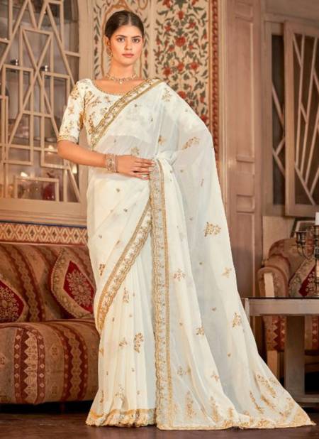 White Colour Imperial Vol 6 Arya New Latest Designer Festive Wear Organza Saree Collection 28005